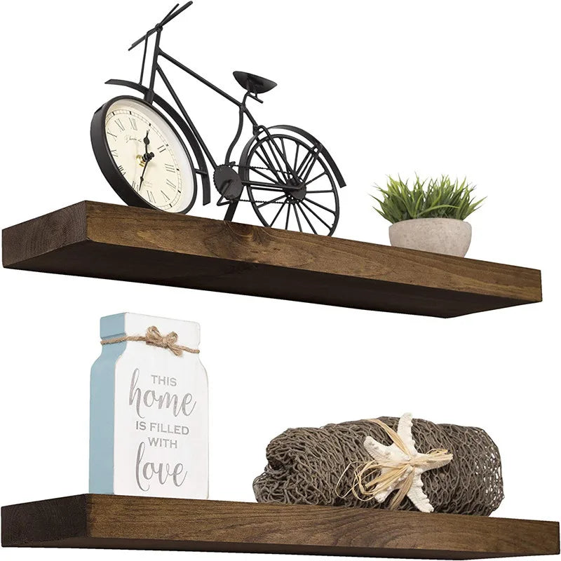 HeMu Wood Floating Wall Shelves for Home Storage Rack for Photos and Books in Living Room or Bedroom Multi-Purpose Wall Shelf