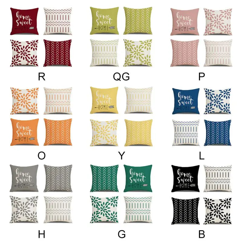 Four Pack Pillow Covers Polyester Cotton For Sofa Decor