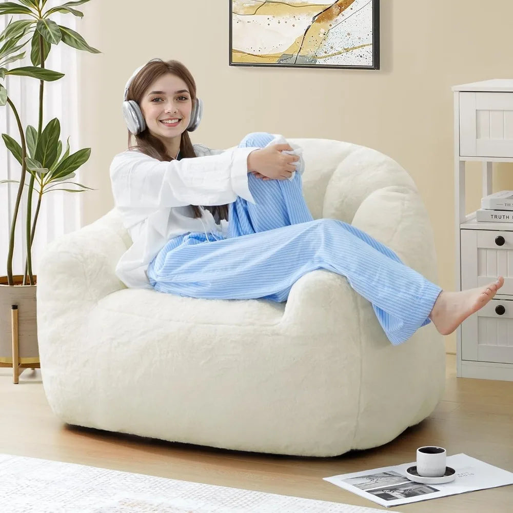 MKDK Shell Shaped Memory Foam Bean Bag Chair Cozy Cushion