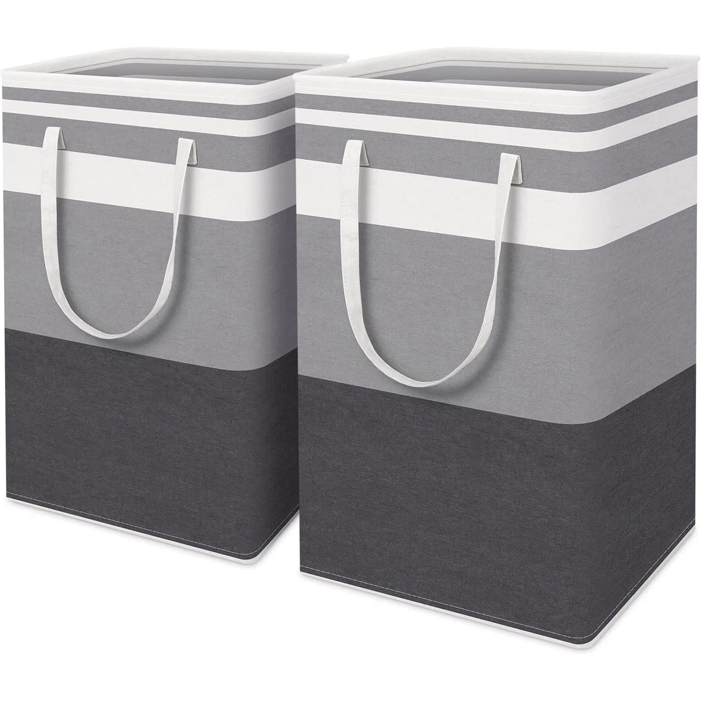 2 Piece Large Laundry Basket Set with Extended Handles Gradient Gray Laundry Basket for Clothes and Toys