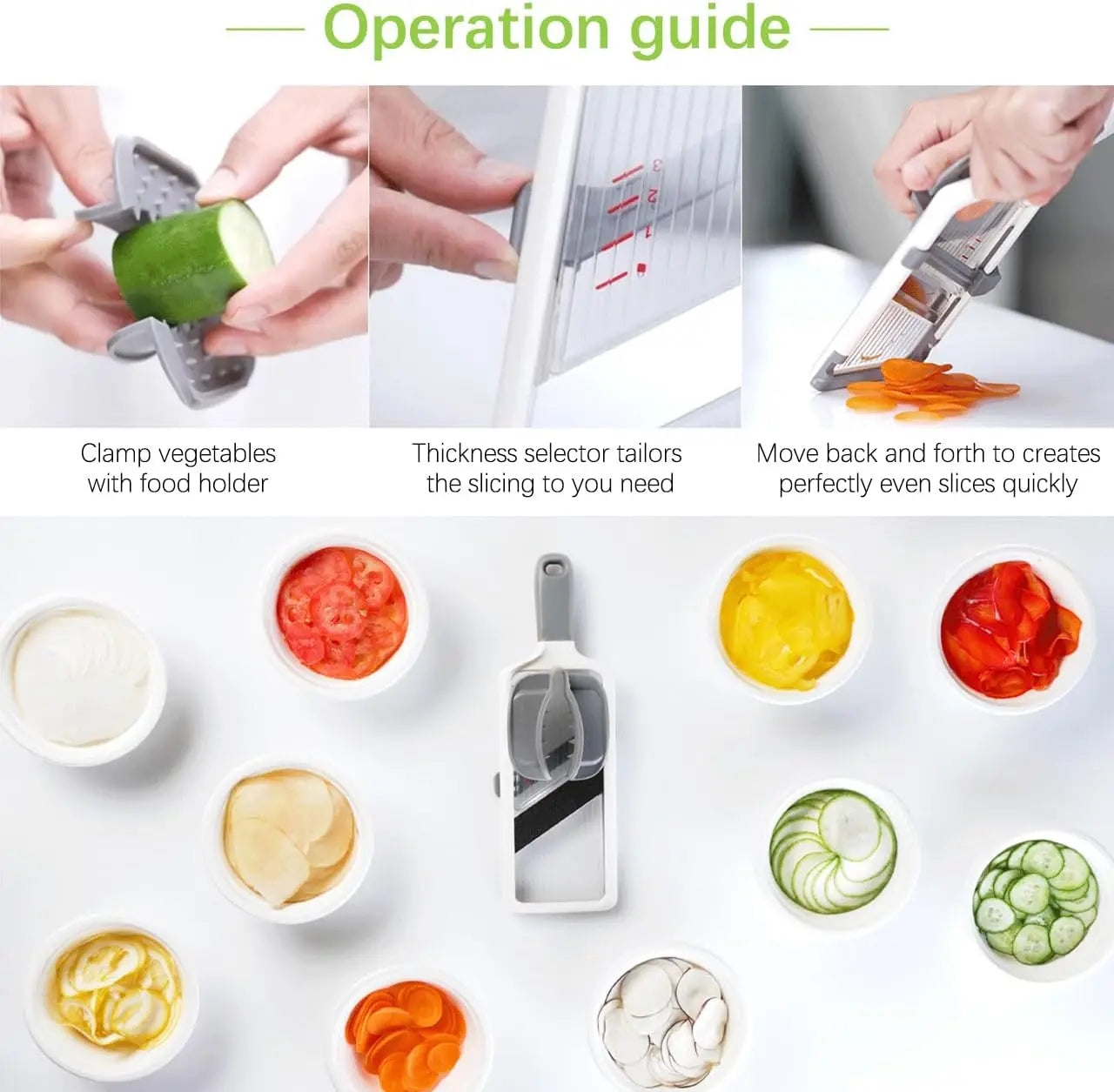 Handheld Vegetable Slicer Cutter with Comfort Grip and Safety Features Easy to Clean Slicers for Fruits and Vegetables