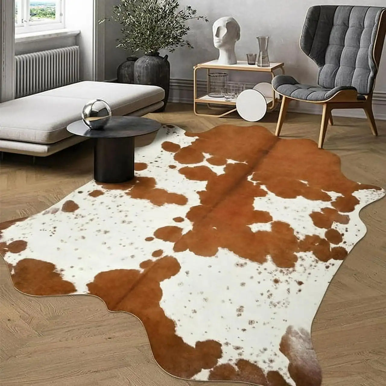American Style Animal Print Rug Faux Fur Cowhide Rug