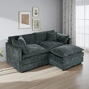 Modular Sectional Sofa Modern Convertible Loveseat Couch 77.16 Inch Deep 2-Seater Comfy Chenille Cloud Sofa