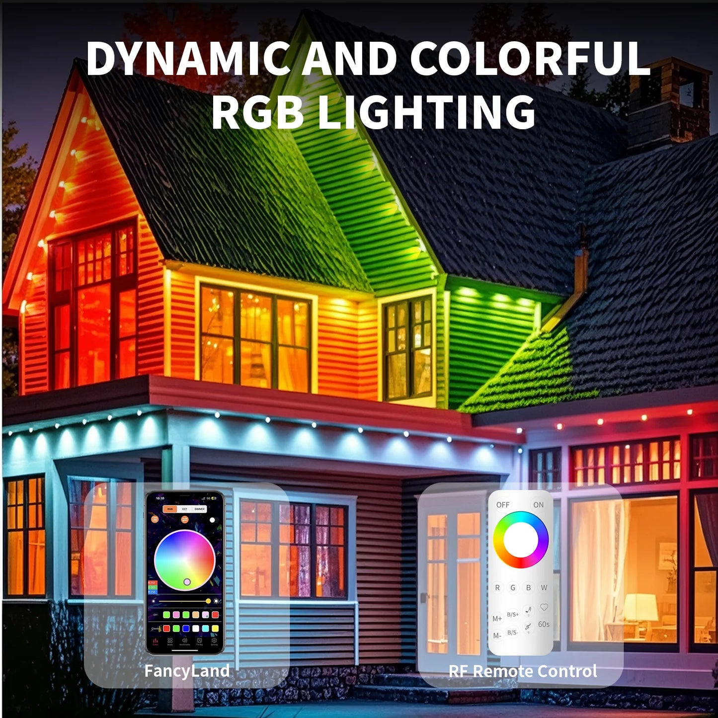 BUNACET Outdoor RGB Eaves LED Light With Smart Remote