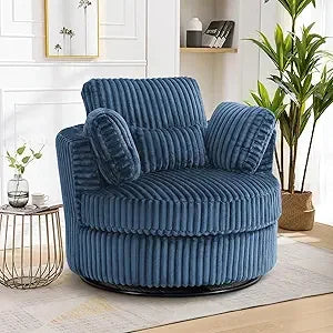 DAFIFY Swivel Barrel Chair Corduroy Armchair With Pillows