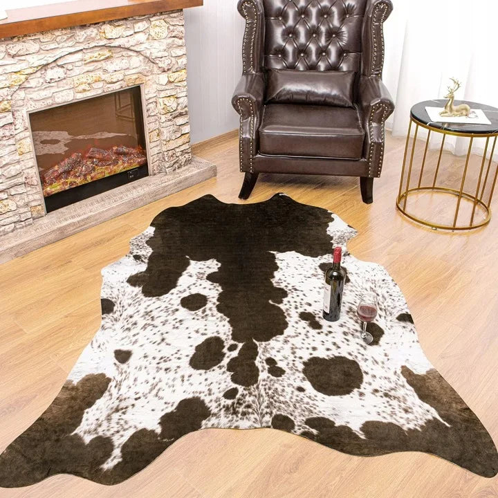 American Style Animal Print Rug Faux Fur Cowhide Rug