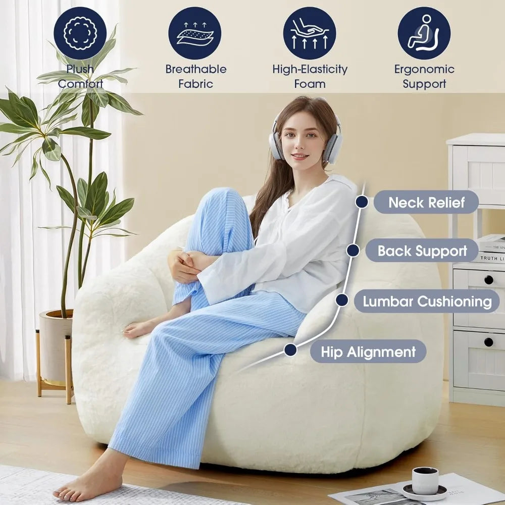 MKDK Shell Shaped Memory Foam Bean Bag Chair Cozy Cushion