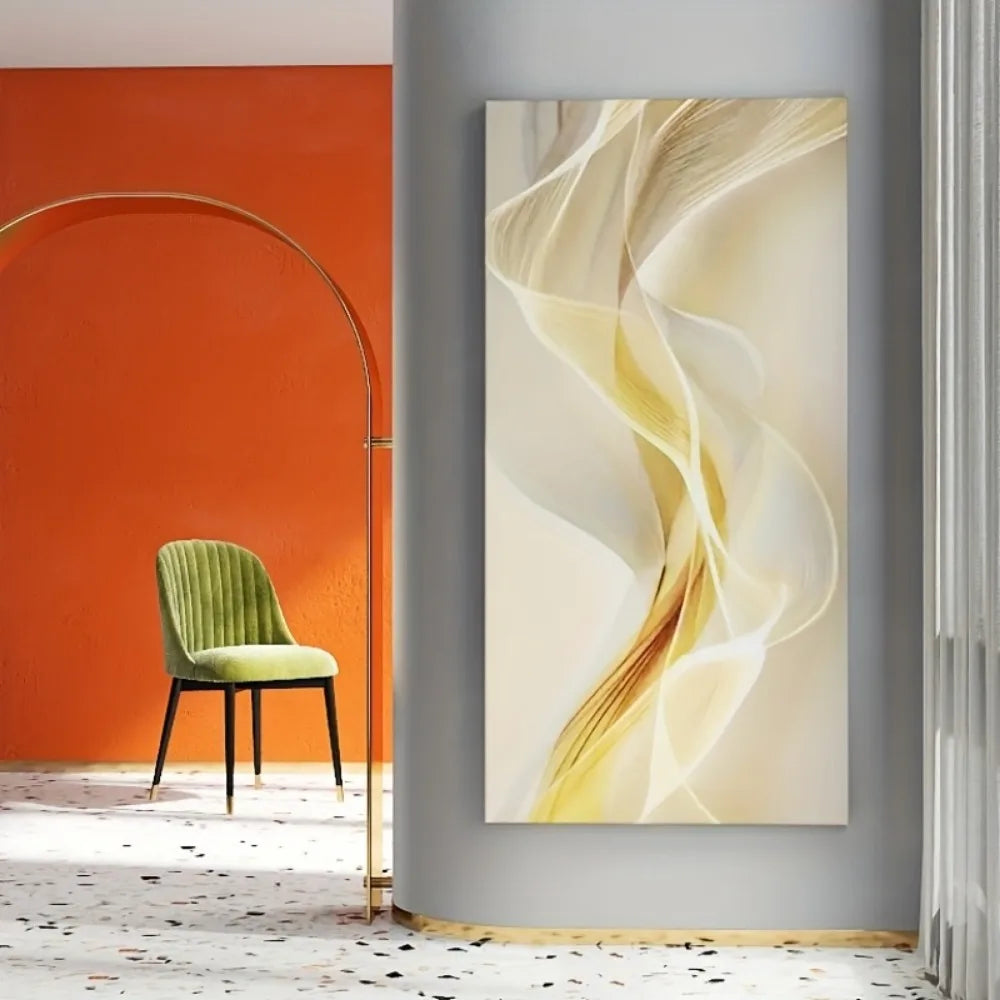 1.5 Inch Solid Wood Frame Modern Abstract White Canvas Art Simple Mural Suitable for Living Room Bedroom or Hallway