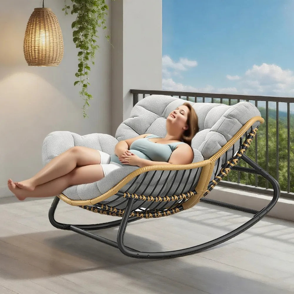 Oversized Wicker Egg Chair With Cushion For Indoor Outdoor Use