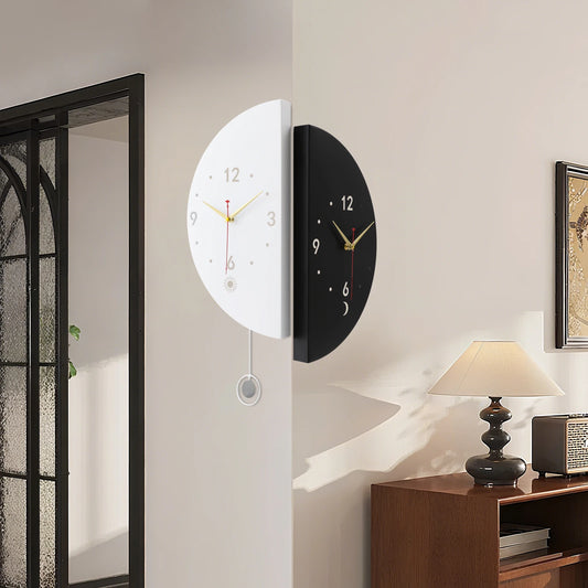 Double Sided Corner Wall Clock Modern Wall Mount Living Room