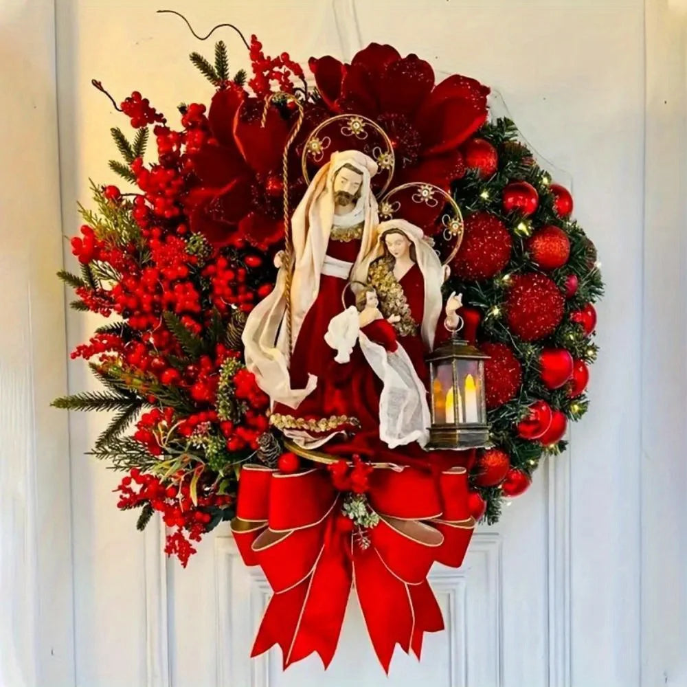 AEHOMECN Farmhouse Christmas Wreath Rustic Door Decor