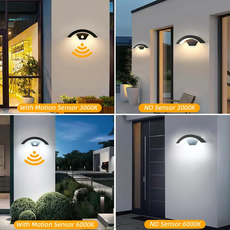 Aluminum LED Wall Lamp Outdoor Motion Sensor Waterproof IP65 Garden Lights Street Corridor Stairs Lighting