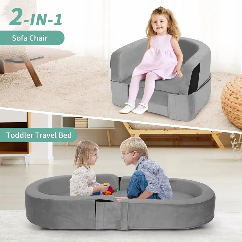 Wanan Toddler Travel Bed Removable Washable Portable Bed Gray