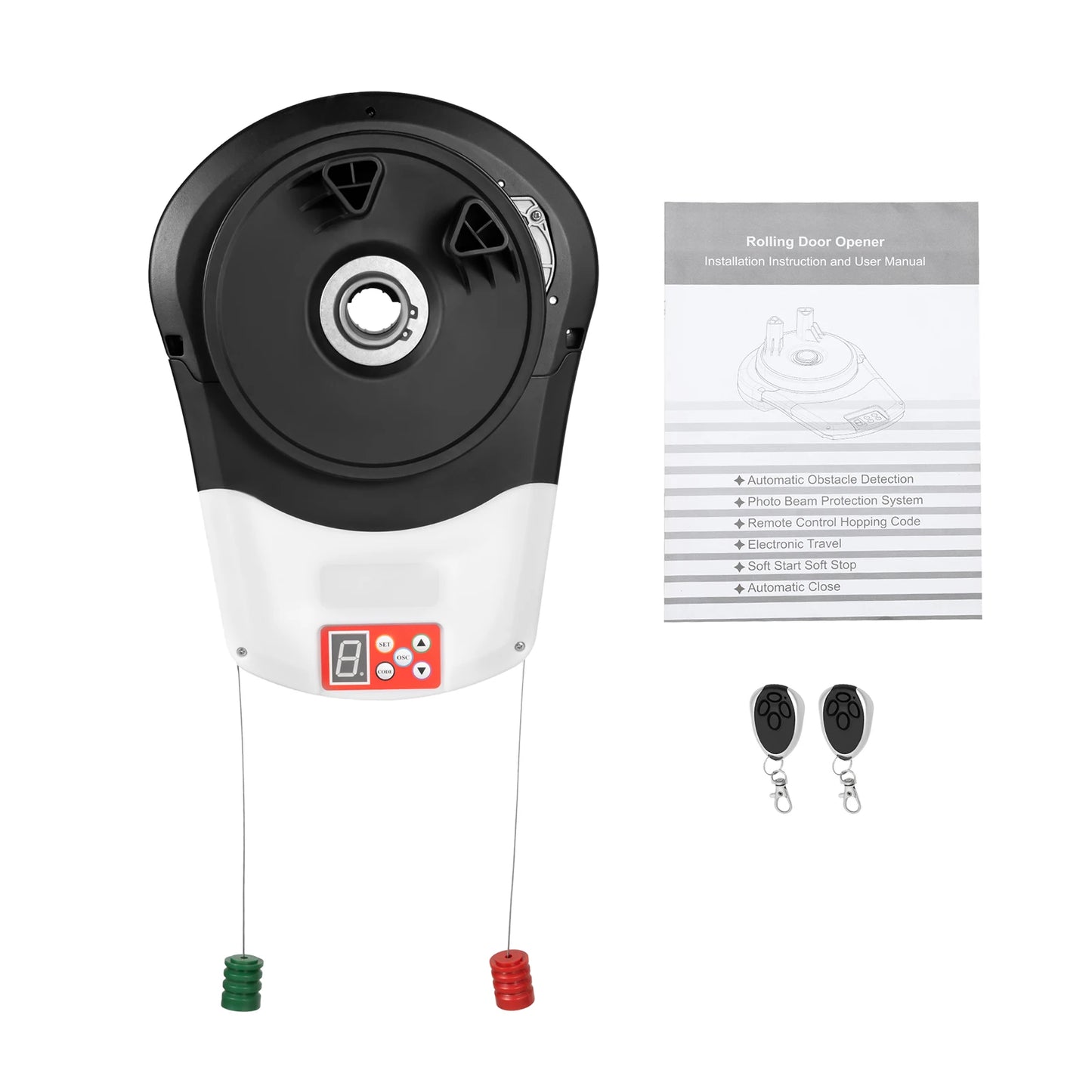 Automatic Roll Up Door Opener Garage Roller Door Opener with 2 Remotes 800N