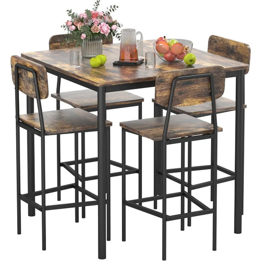 Kitchen Table and Chairs of 4, Space-Saving Dining Set