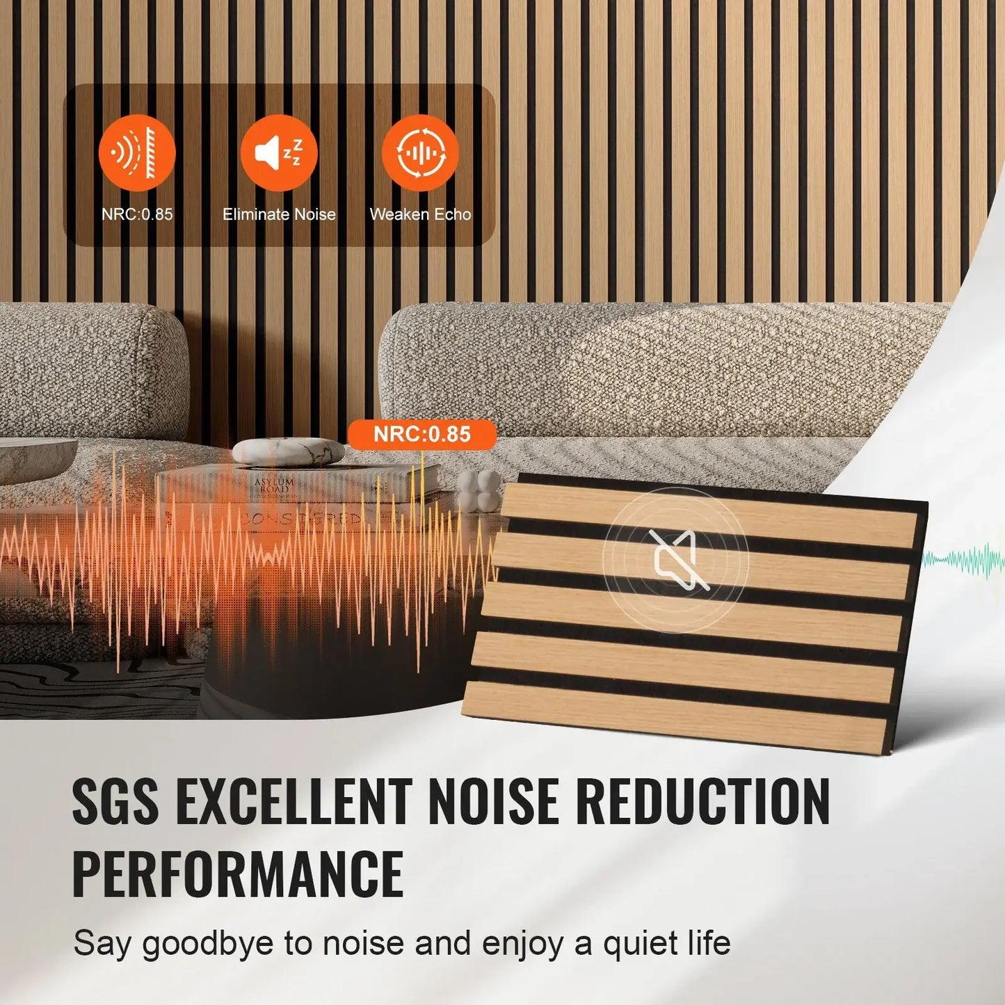 4 Piece Wood Slat Acoustic Panels 7.9 x 94.5 Inch Modern Wall Decor Light Oak