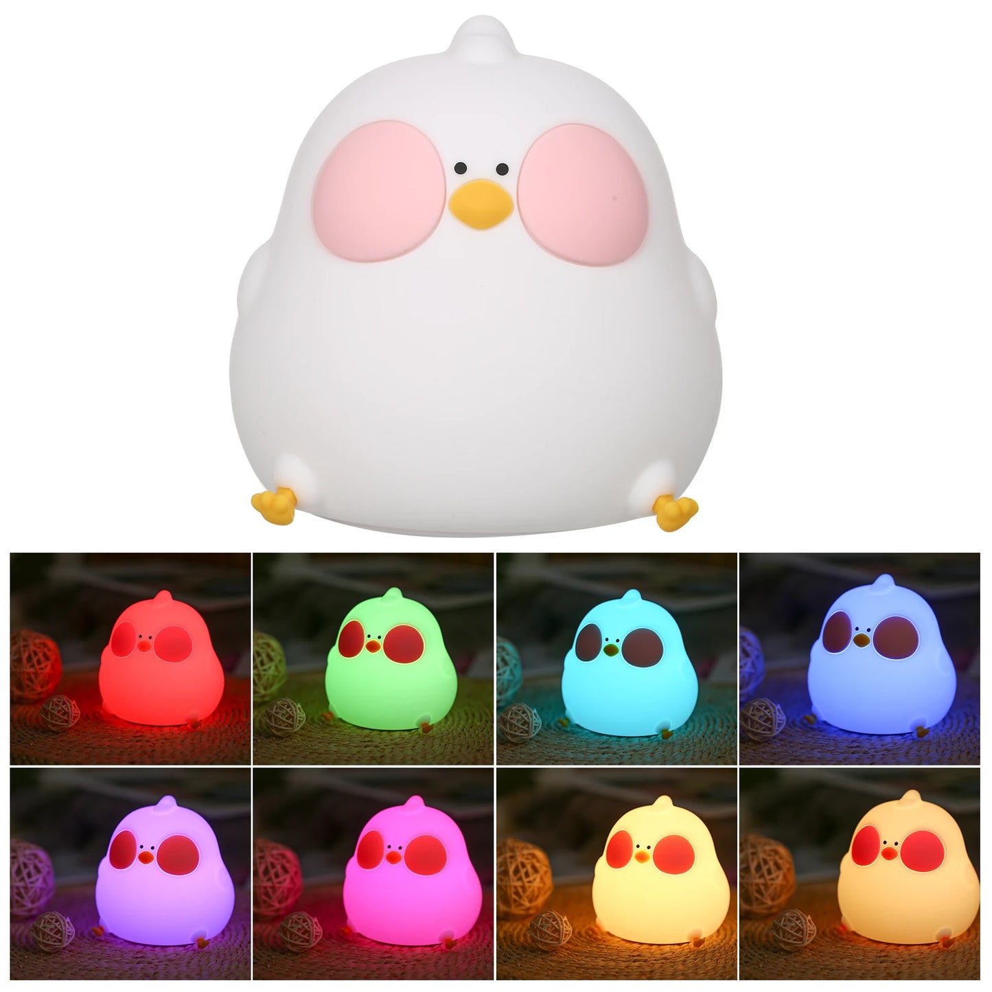 Tomshine RGB Changing Night Light Cute Chicken Nursery Lamp