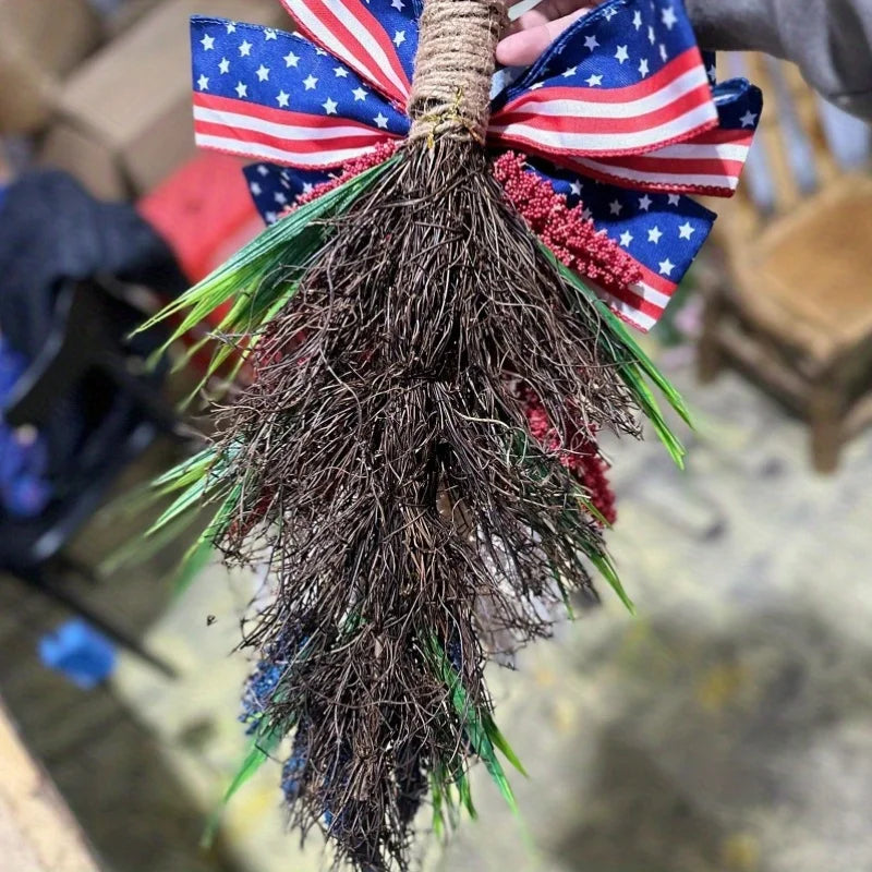 Patriotic Front Door Wreath 4th of July Blue Red White