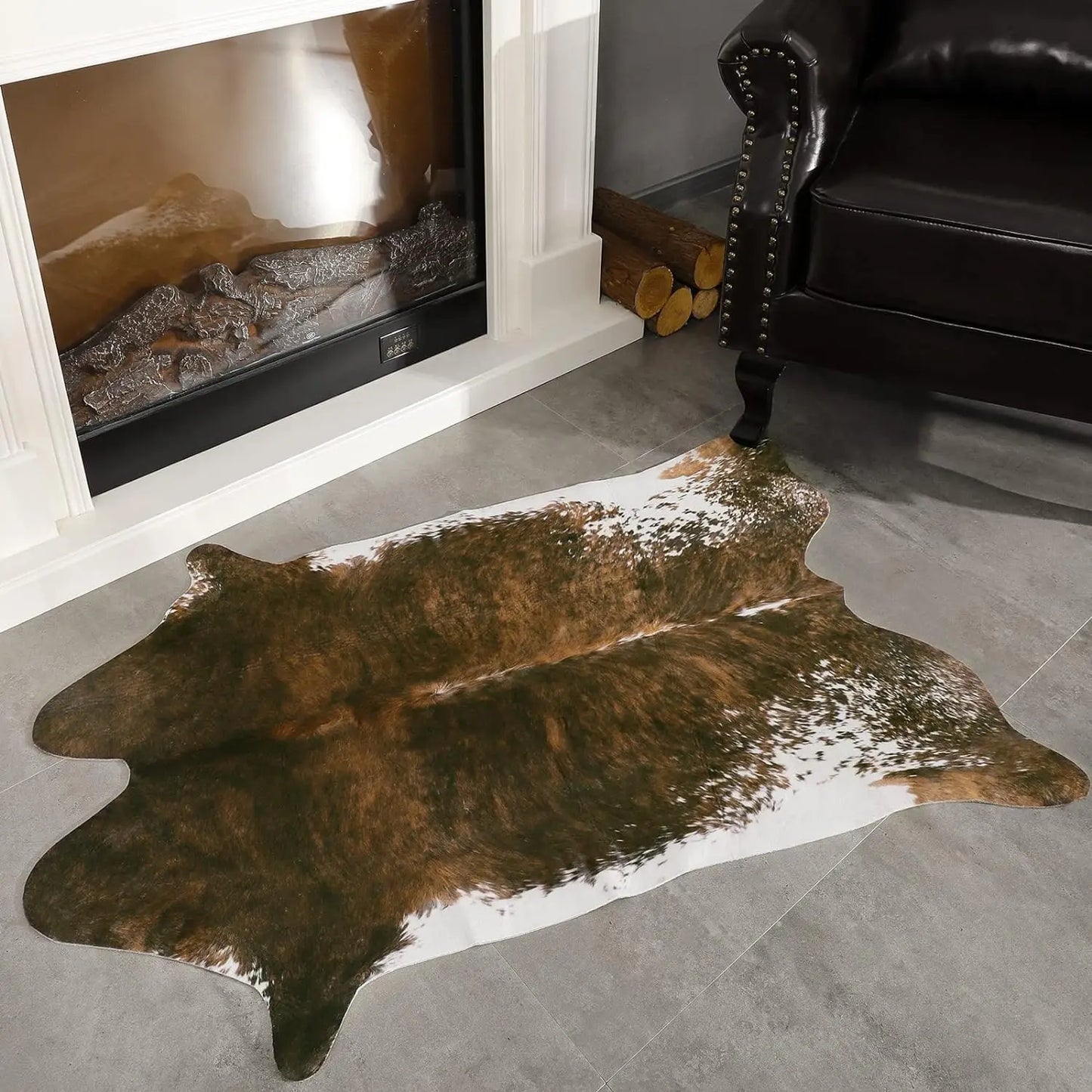 American Style Animal Print Rug Faux Fur Cowhide Rug