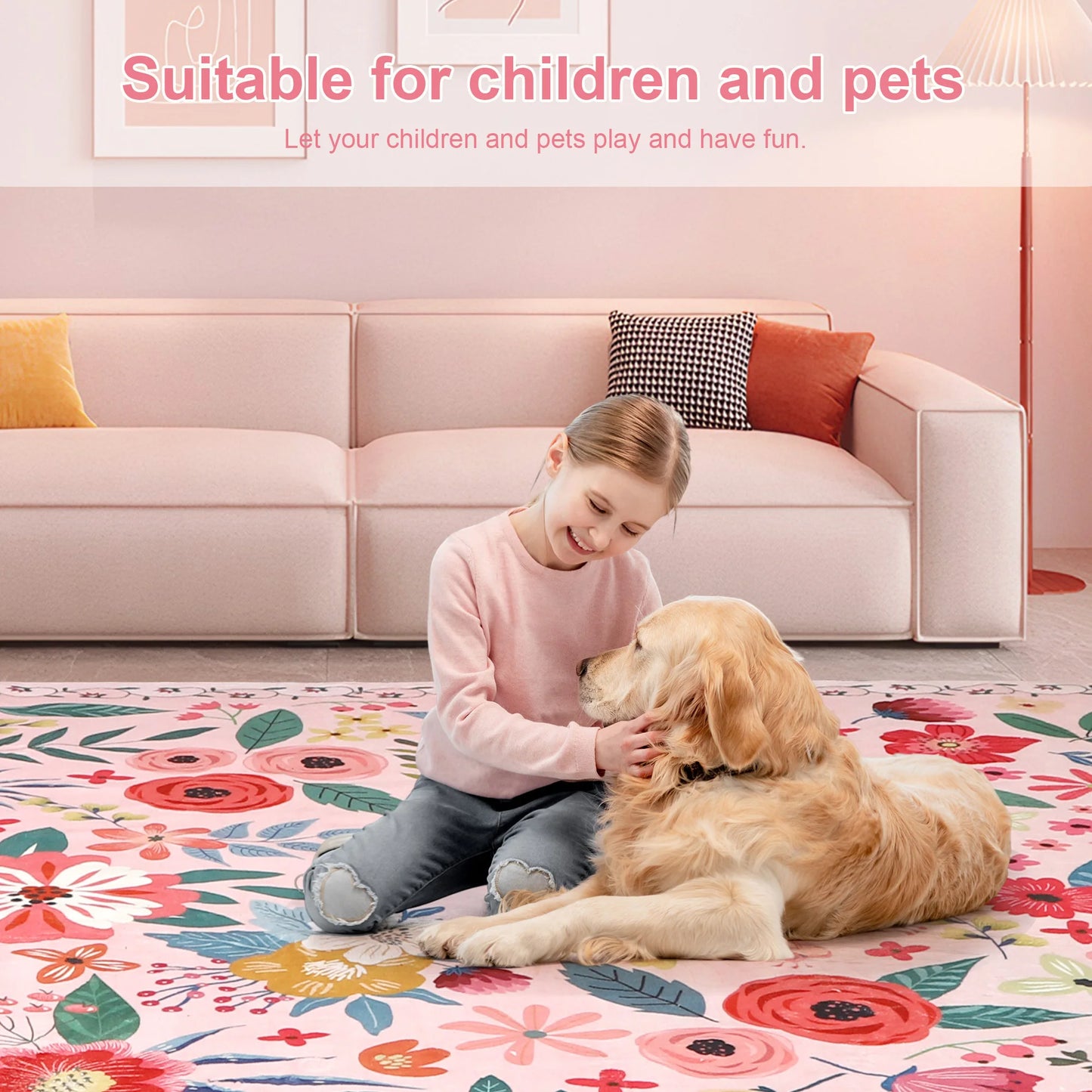 8' X 10' Area Rug Boho Washable Rug Non Slip Soft Carpet Low Pile Indoor Carpet for Bedroom Office Dining Room