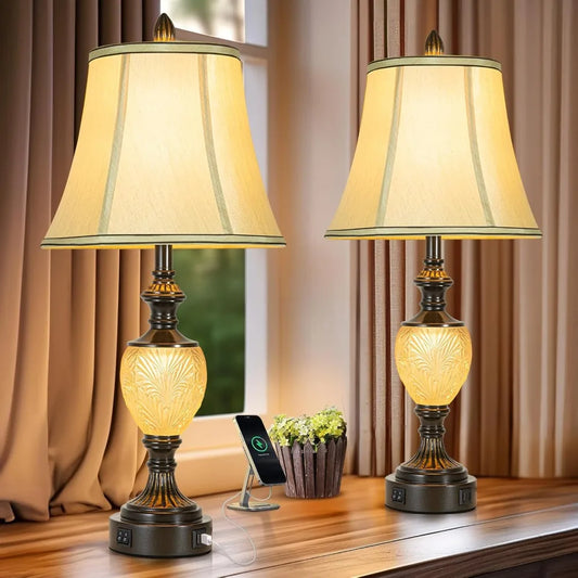 Hign Concerned Vintage Table Lamps Set Of 2 With USB