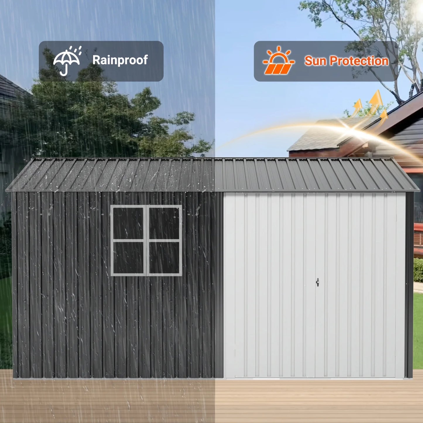 Polar Aurora Outdoor Metal Storage Shed With Windows