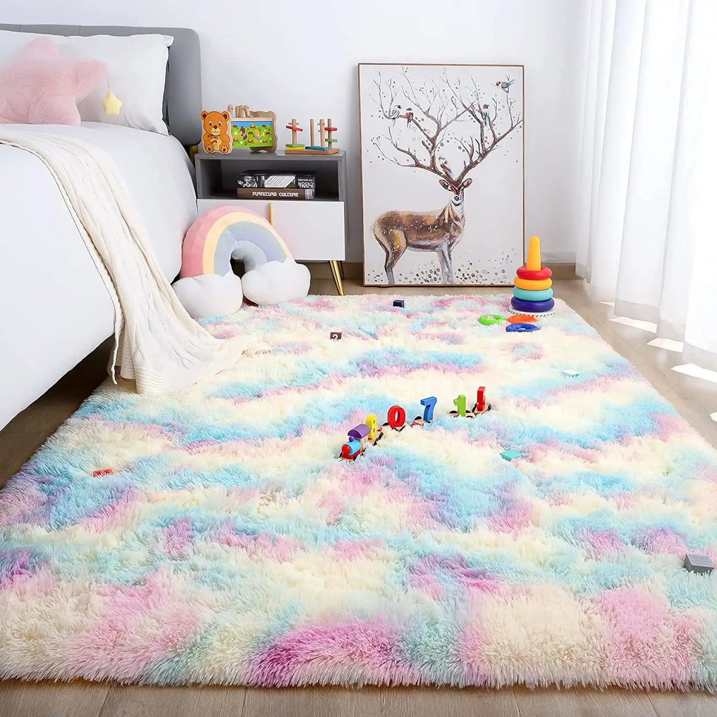 Lochas Soft Plush Tie Dye Velvet Rugs for Living Room