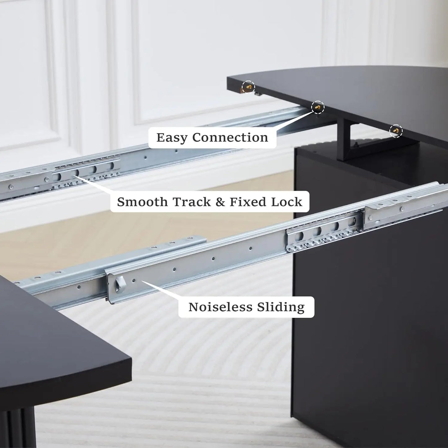XMSJ Modern Extendable Dining Table For 4 To 8 Seats Round Oval Fluted Base For Dining Room
