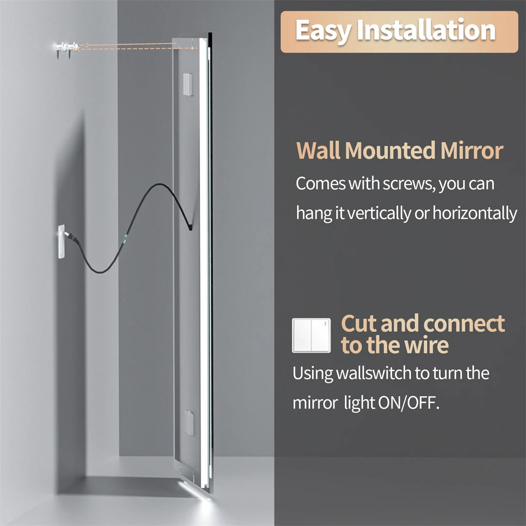 BORWART Smart LED Vanity Mirror With Bluetooth And Anti Fog