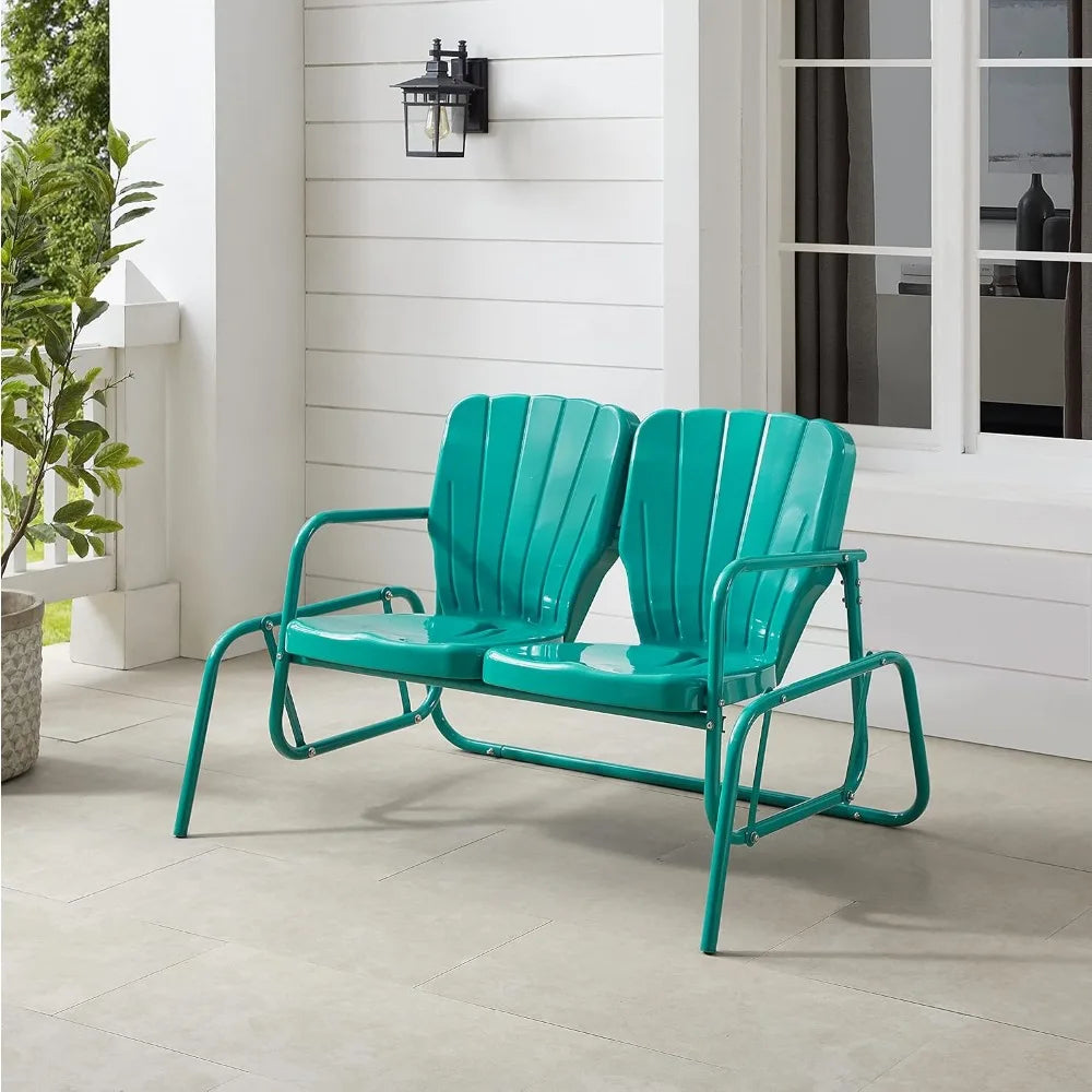 Ridgeland Retro Metal Outdoor Loveseat Glider Rocking Bench