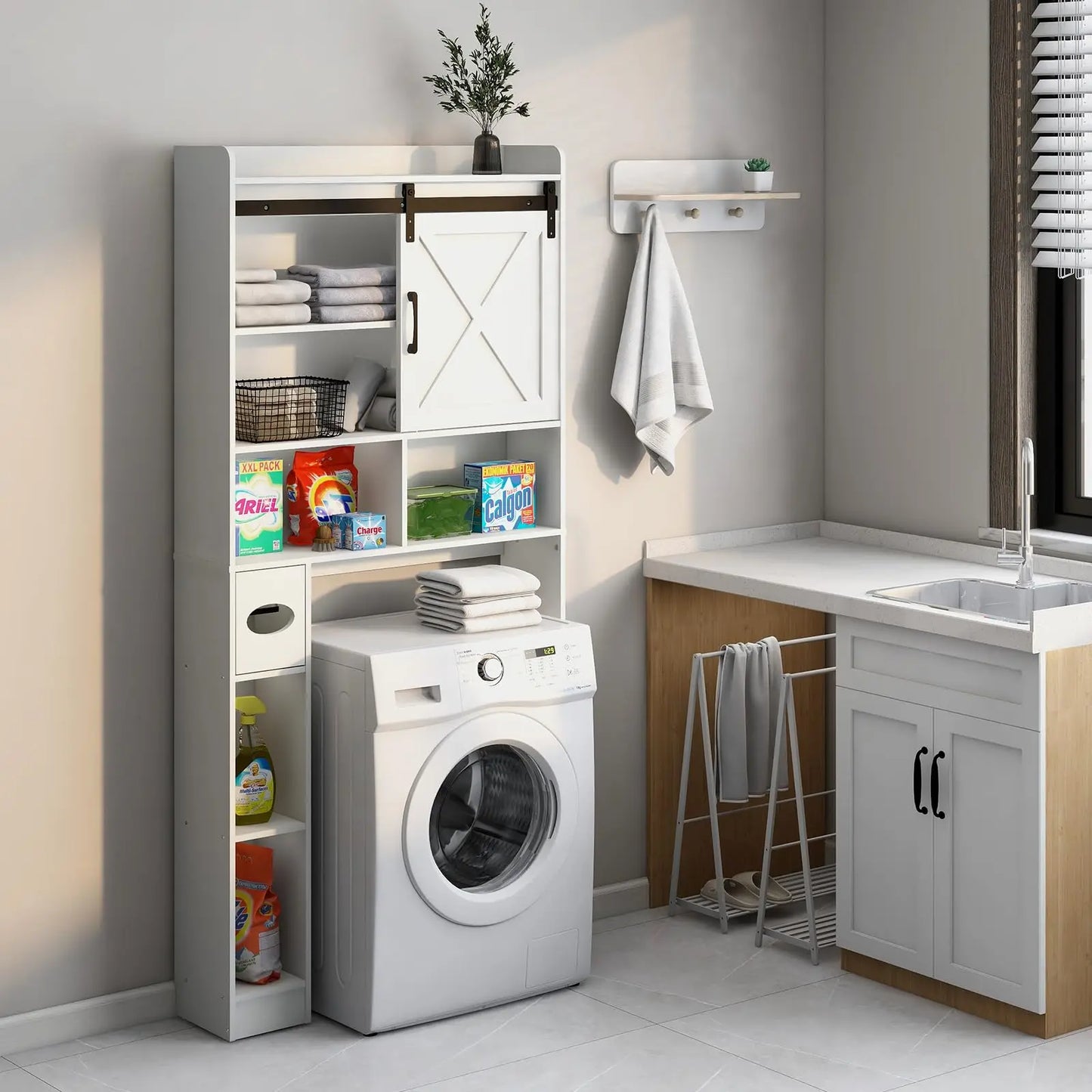 Vabches Over the Toilet Storage Cabinet With Toilet Paper Holder