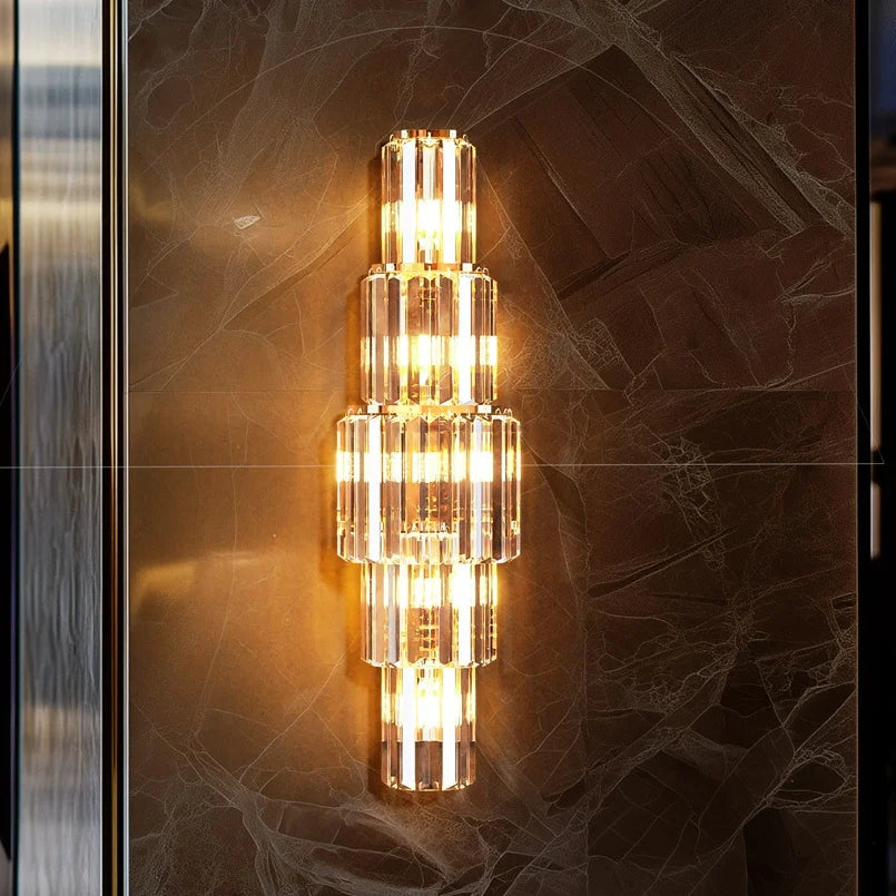 Luvodi Crystal Wall Lamp 3 Layer Sconce Light E14 Led