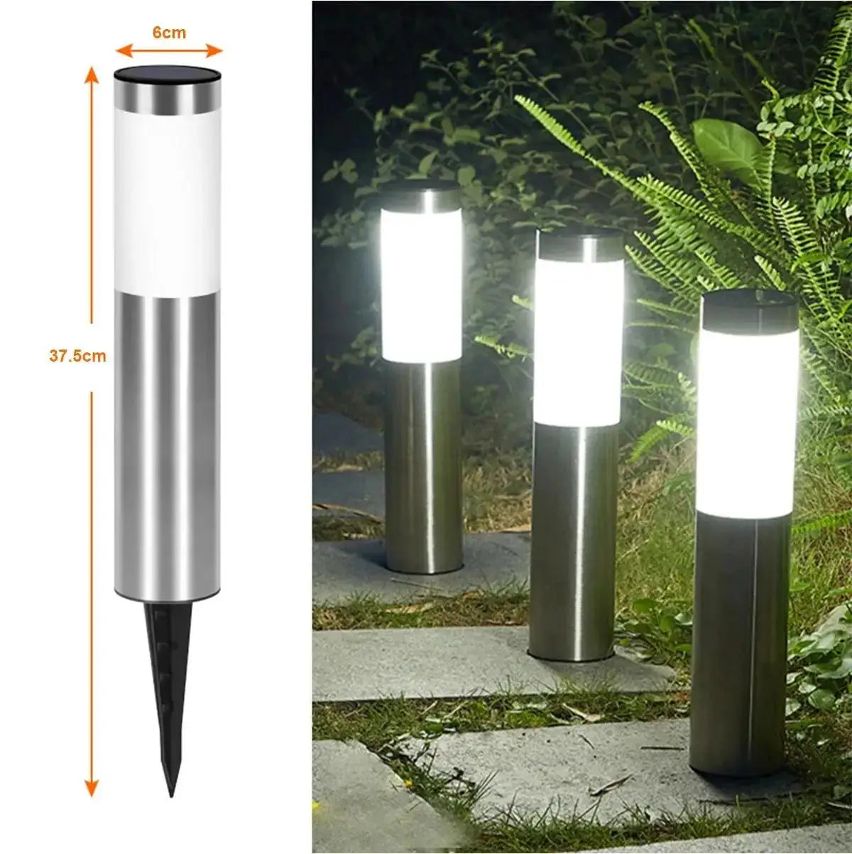 Cylindrical Garden Solar Light Dusk To Dawn Waterproof Outdoor Lamp Cool White And Warm White LED Bulbs