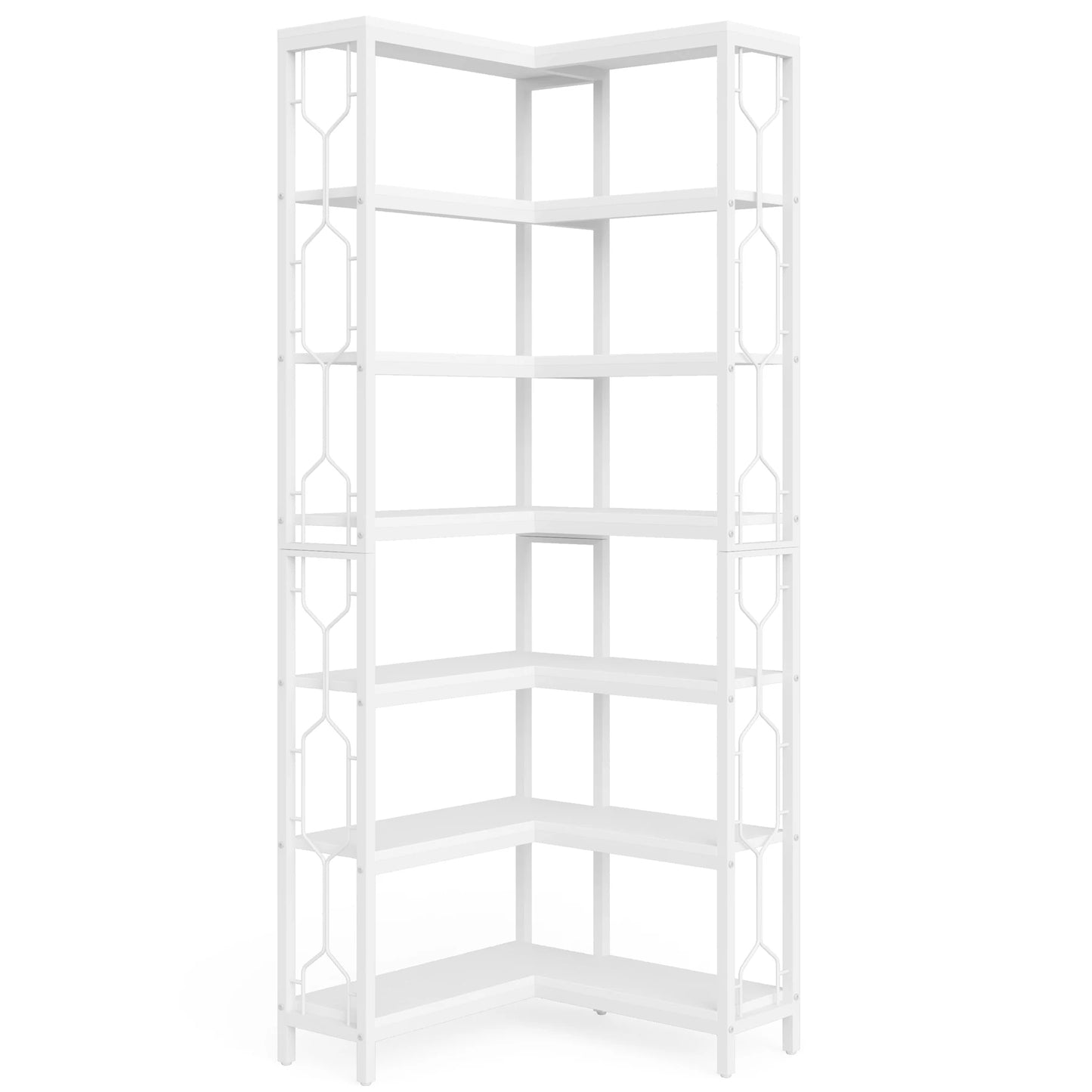 Tribesigns 7-Shelf Corner Bookshelf Modern Tall Bookcase