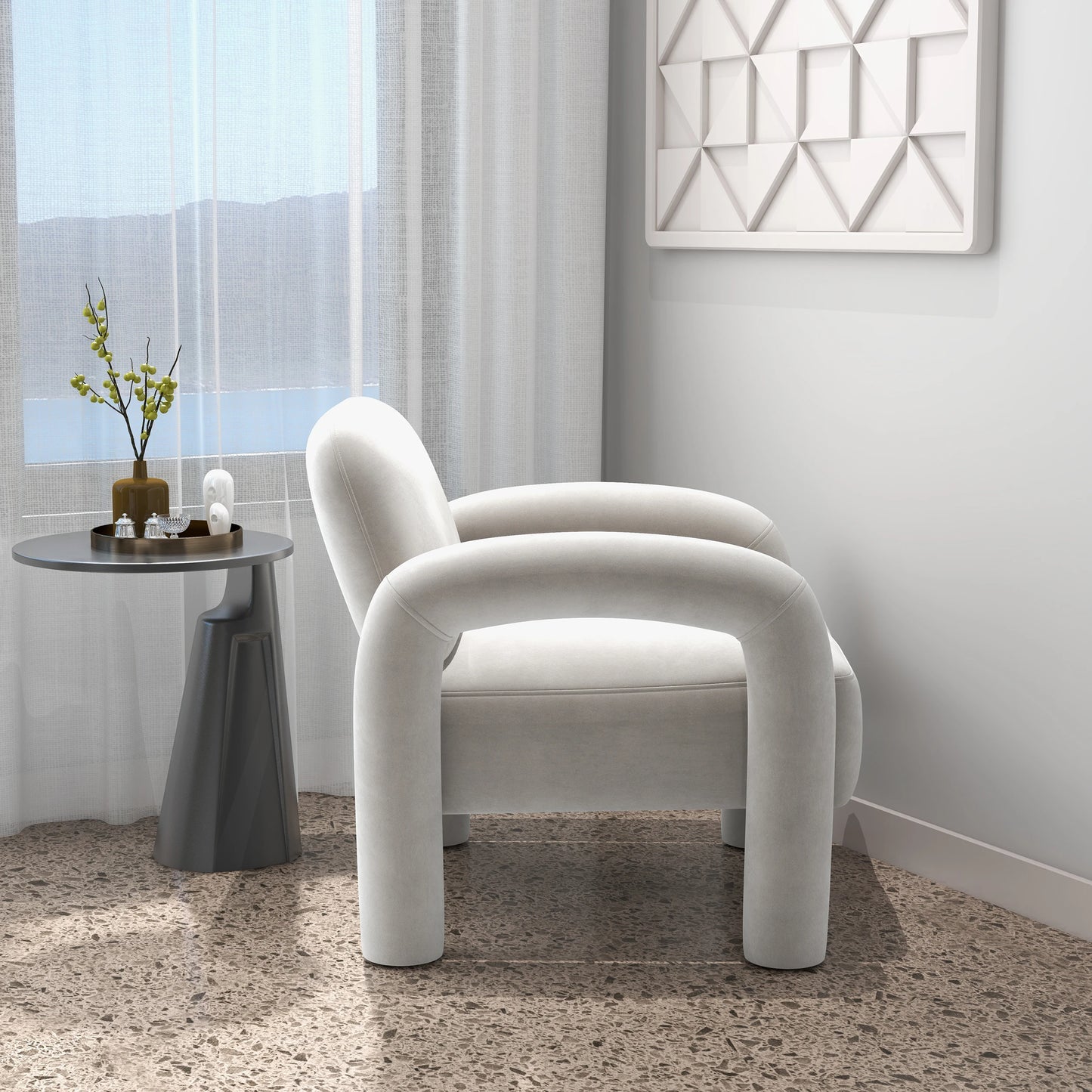 SEYNAR Mid Century Modern Velvet Upholstered Accent Chair