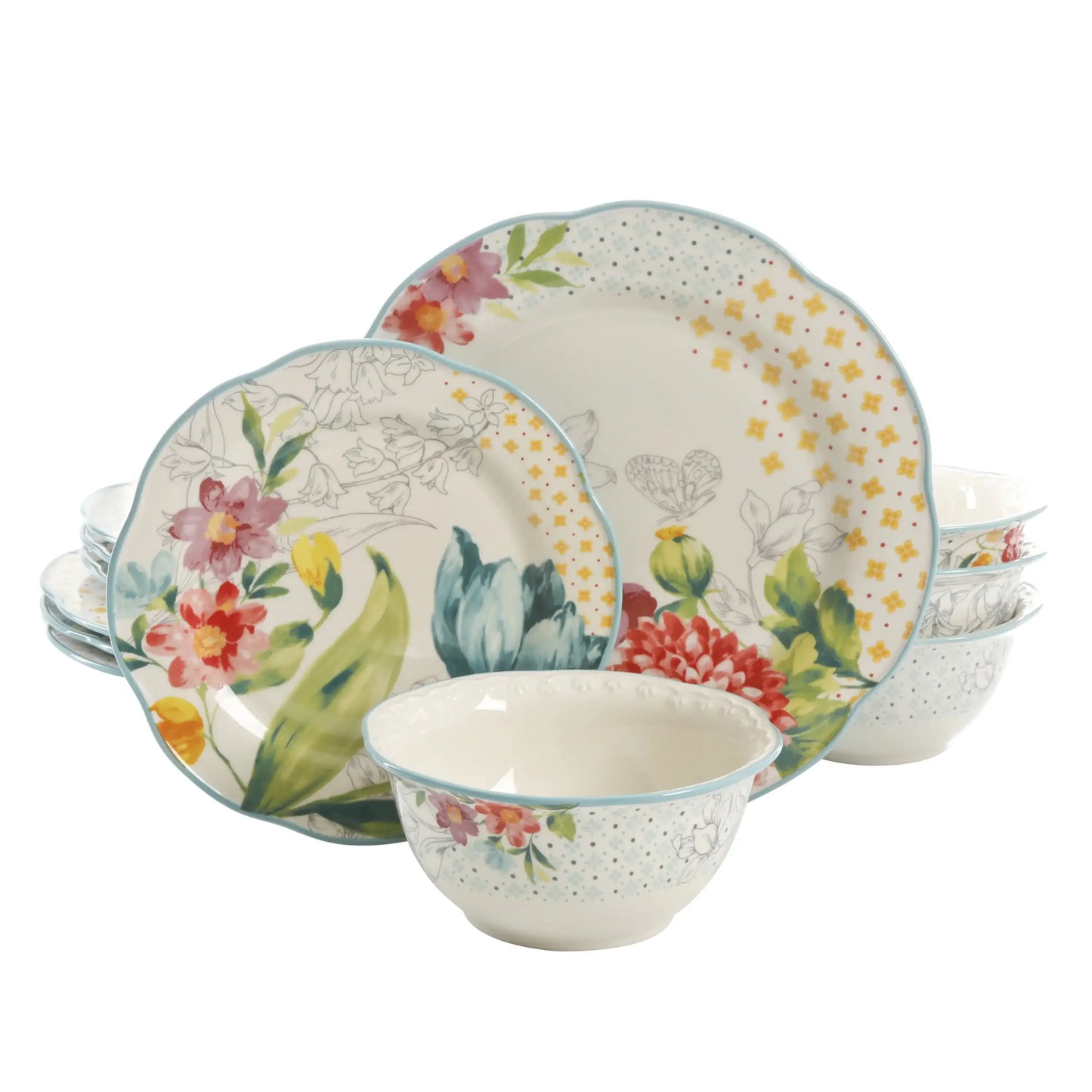 White Ceramic 12-Piece Dinnerware Set