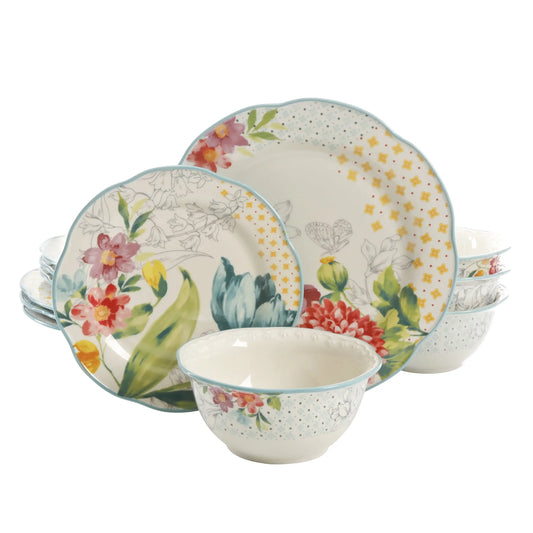 White Ceramic 12-Piece Dinnerware Set