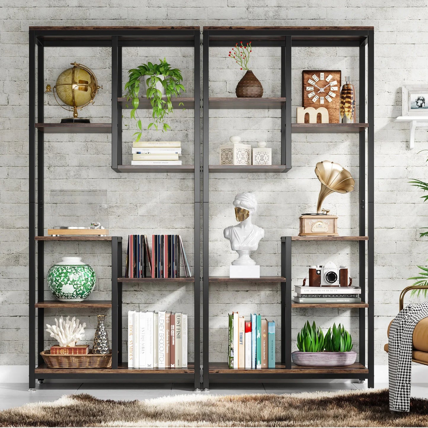 Tribesigns 6 Tier Tall Bookshelf Industrial Open Bookcase