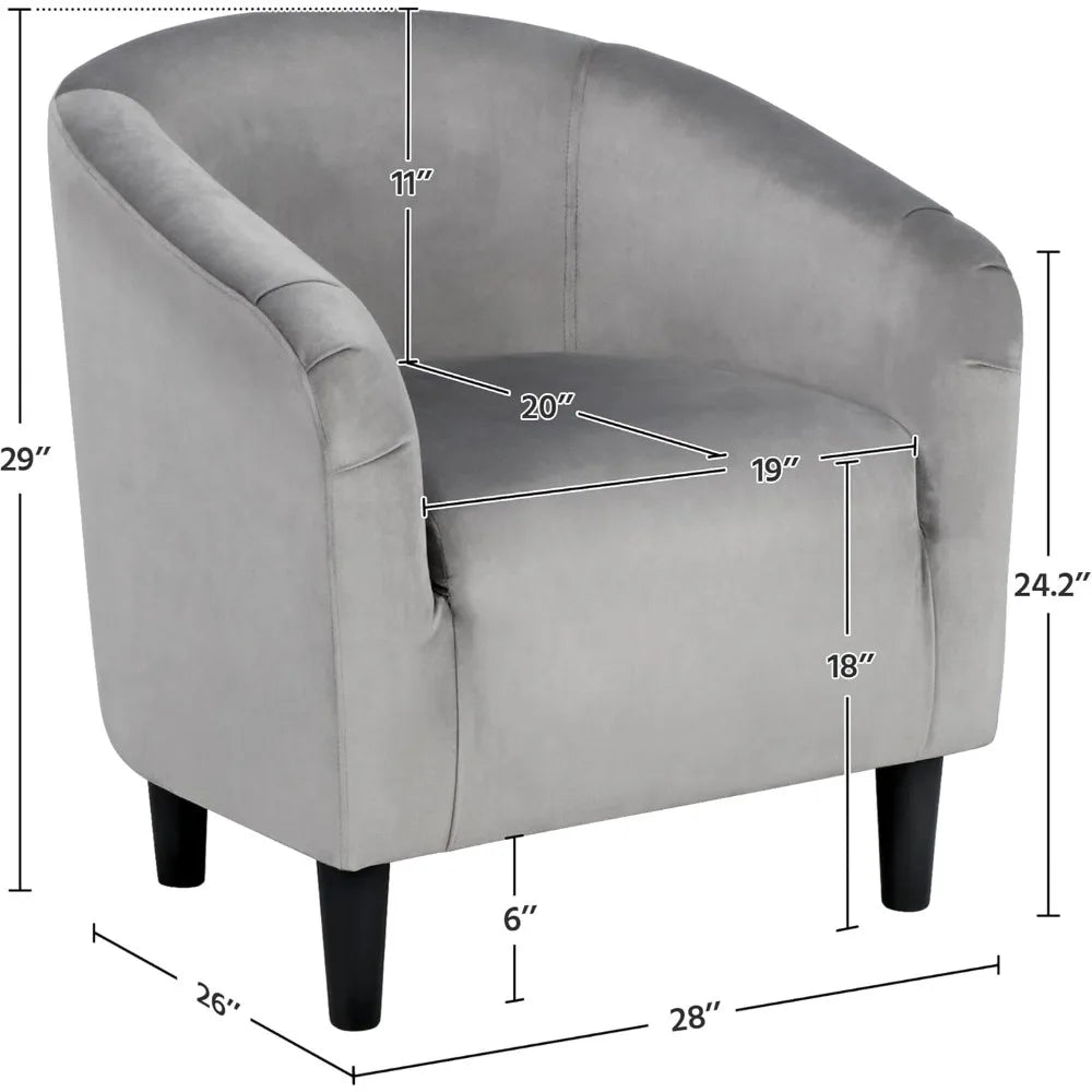 Velvet Barrel Chair With Armrests Low Back Living Room Chair