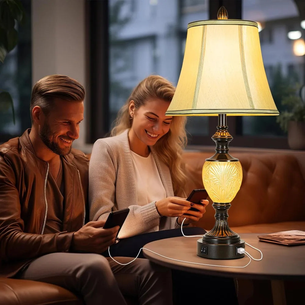 Hign Concerned Vintage Table Lamps Set Of 2 With USB