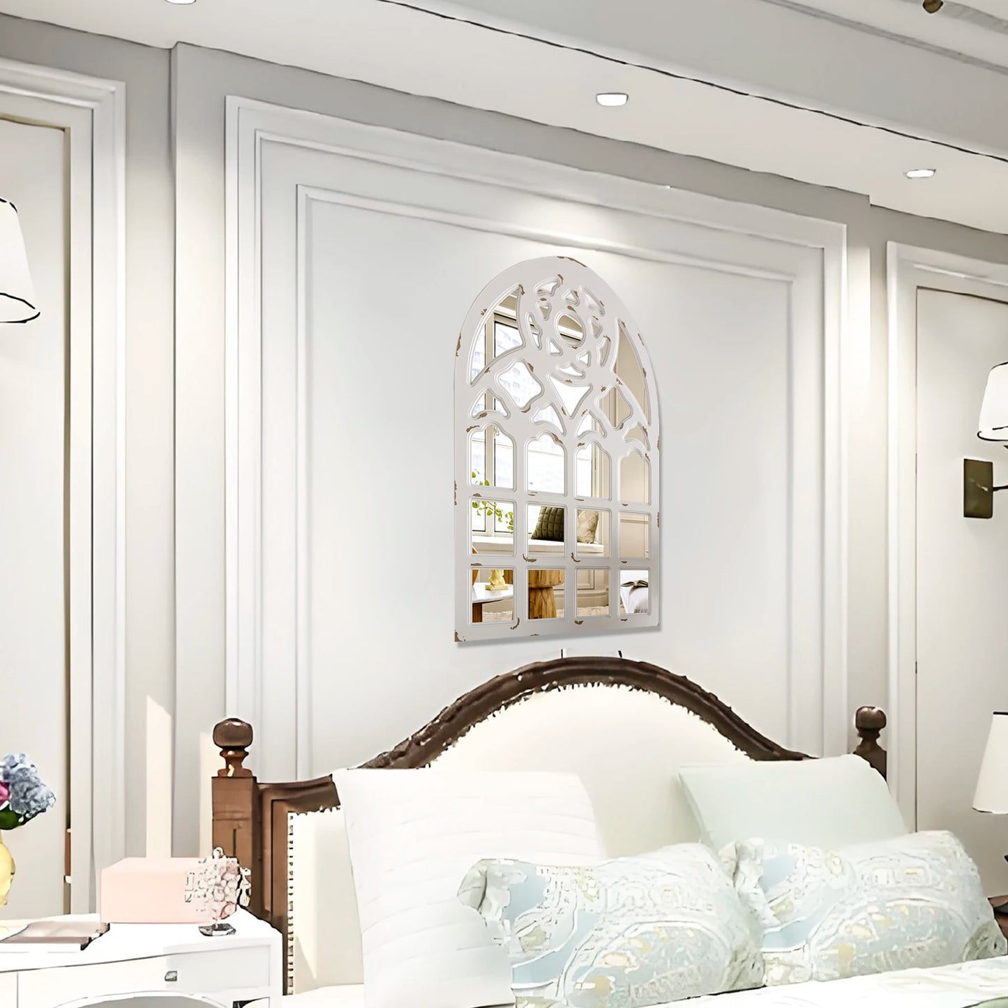 Arched Window Mirror, Large Retro Farmhouse Wall Mirrors