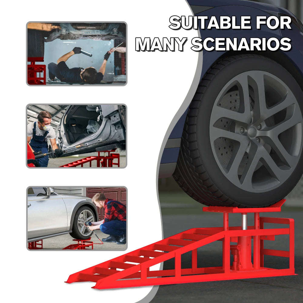 2 Pack Hydraulic Car Ramps 5 Ton 11000 Pounds Low Profile Vehicle Lift Service Ramps Truck Trailer Garage Equipment