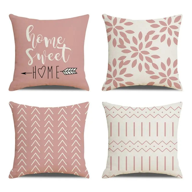 Four Pack Pillow Covers Polyester Cotton For Sofa Decor