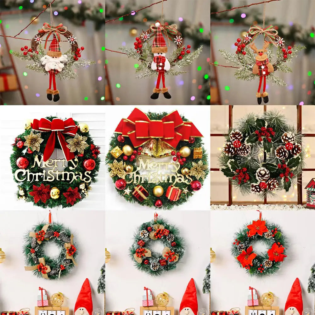 Shunmaii Christmas Door Wreath Hanging Decorations PVC