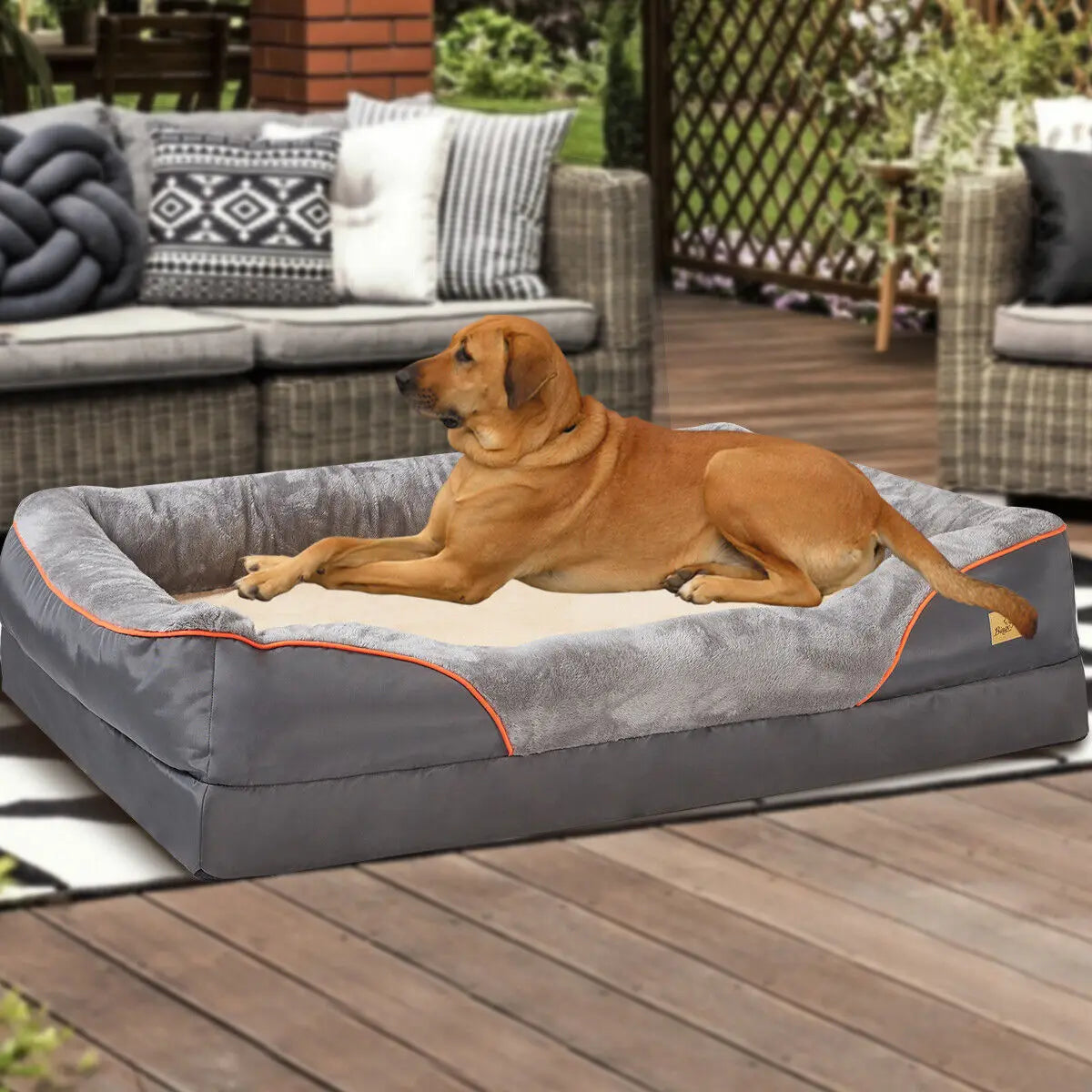 L XL 2XL 3XL Dog Bed Super Soft Orthopedic Foam Pet Sleeping Mat with Cotton Padded Bolster and Removable Washable Cover