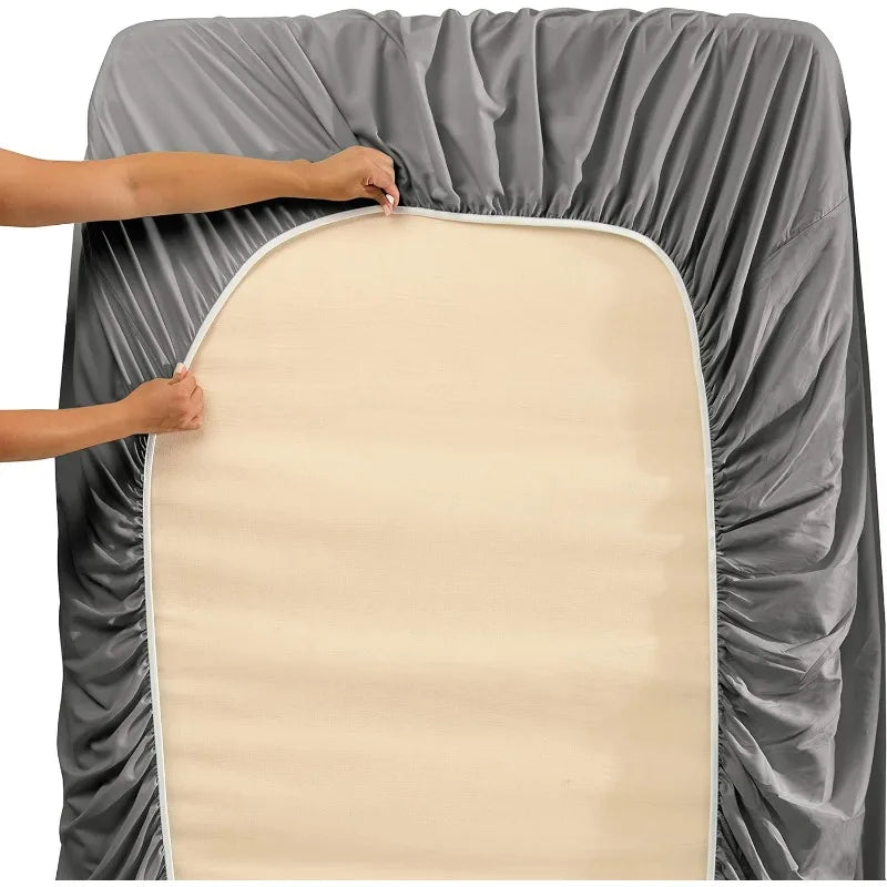 Extra Deep Pocket King Size Sheet Sets Fits Mattress 18 to 24 Inches 6 Piece Grey Sheets