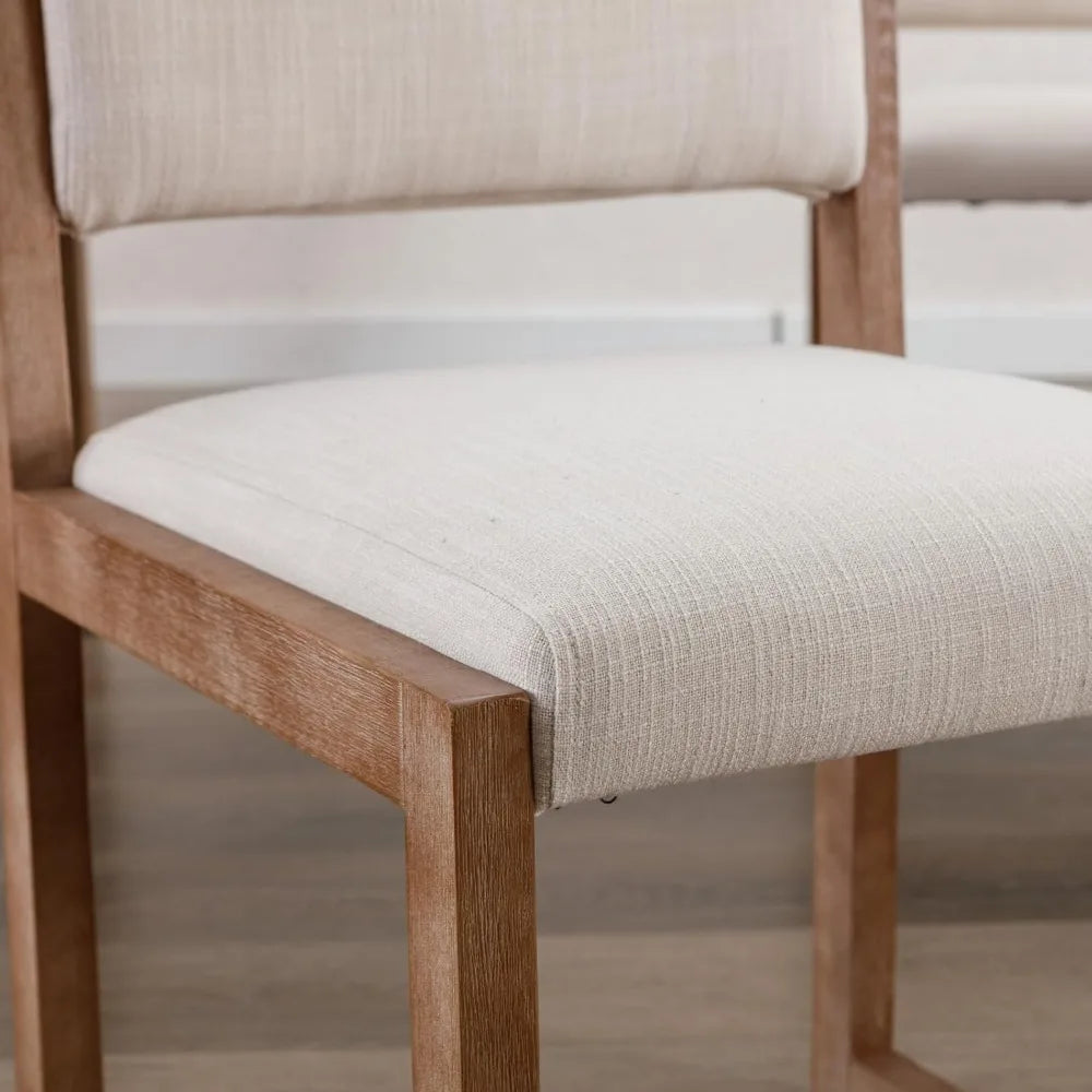 MKDK Mid Century Dining Chairs Set Of 6 Linen Upholstered