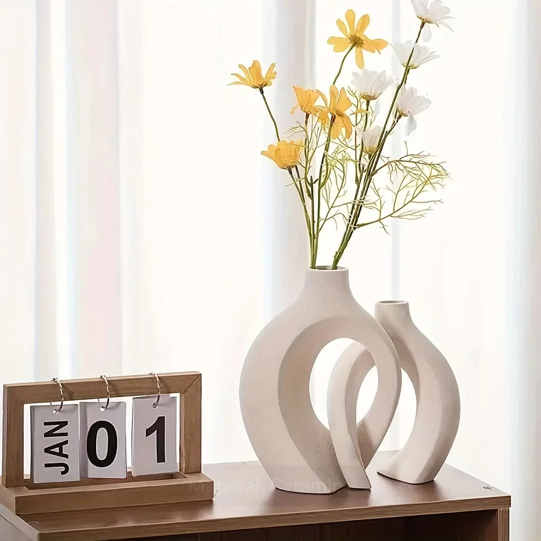 2pc Ceramic Vase Artwork for Living Room Bedroom Cafe Decor