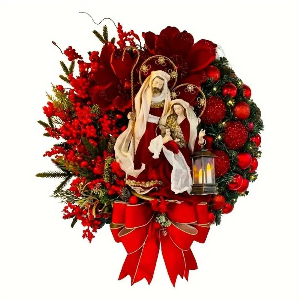 AEHOMECN Farmhouse Christmas Wreath Rustic Door Decor