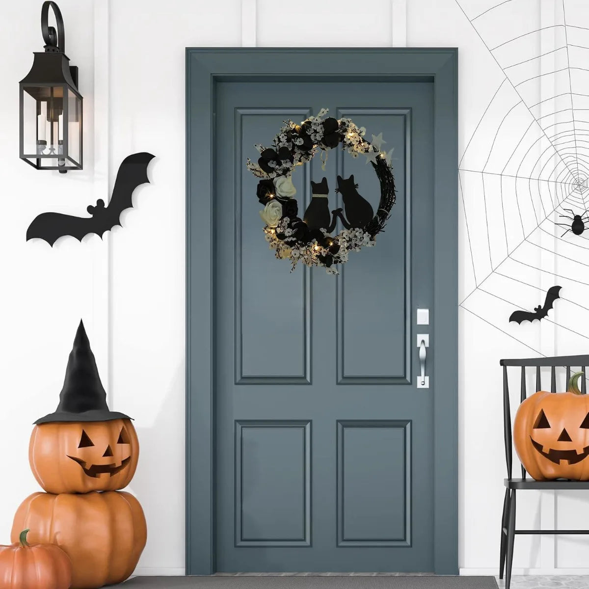 Guangdong Black Cat Halloween Wreath Front Door Decor